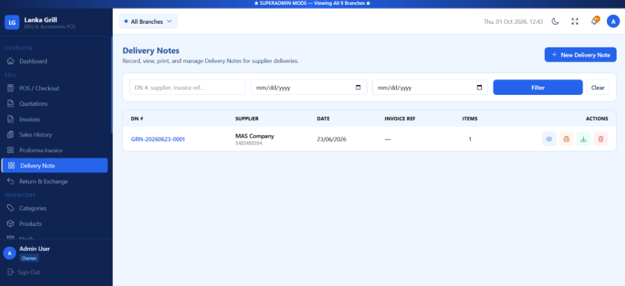 Delivery Notes Dispatch